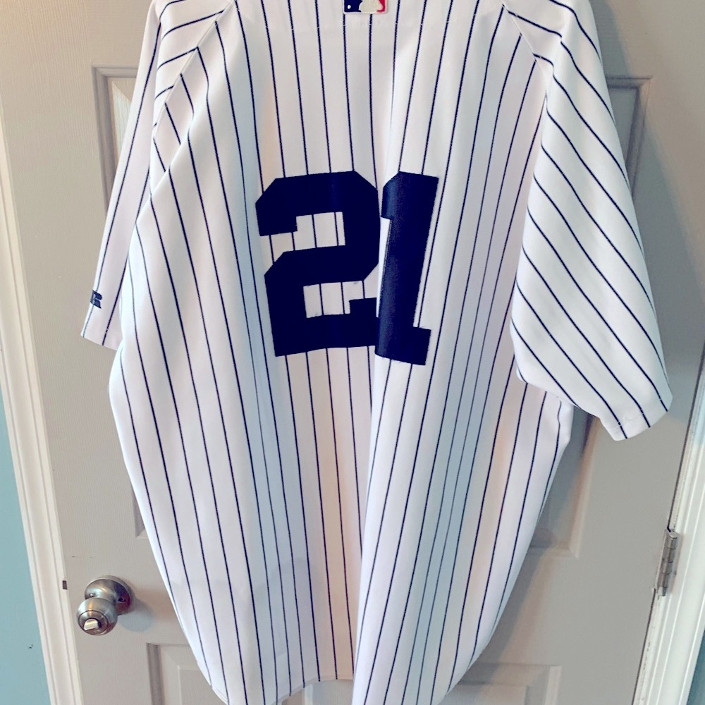 New York Yankees Authentic #21 Paul O’Neill Pinstripe Jersey